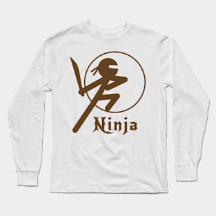 Stickman Ninja - Brown Long Sleeve T-Shirt